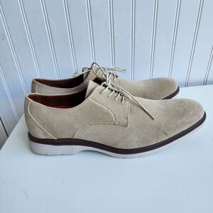 Stacy Adams Tayson Shoes Plain Toe Lace Up Men's Suede Beige Derby Oxfords 12 M